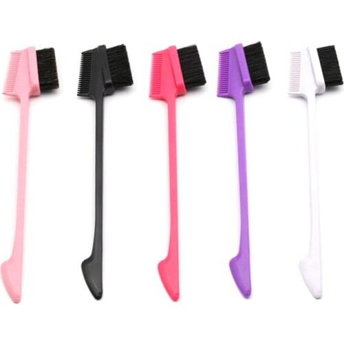 1pc Beauty Double Sided Edge Control Hair Comb Hair With Material PP+nlyon Styling Professional Hair Brush Random Color