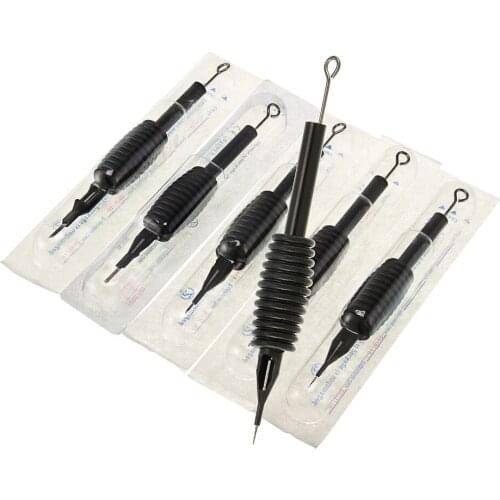 Size 7 RL 10pcs/lot Sterile Disposable Tattoo Needle With Black Handle Round Head Needle Body Painting