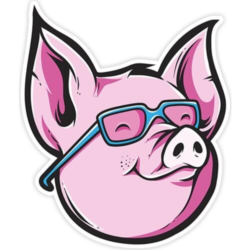 S40263# Various Sizes PVC Decal Pig with Glasses Car Sticker Waterproof on Bumper Rear Window Laptop Refrigerator Toilet