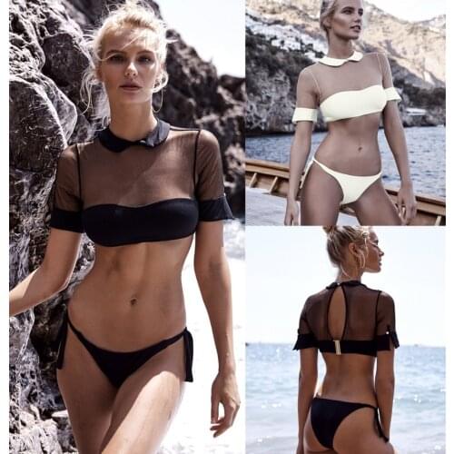 Sexy Bikini Women Swimwear Sexy hot style swimsuit Bikini split hot style net half sleeve swimsuit sweet wind