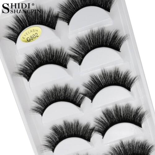 SHIDISHANGPIN 5 Pairs False Eyelashes 3D Mink Lashes Natural Long Strip 3d Volume Fake Eyelashes Cilios Mink Eyelashes Maquiagem