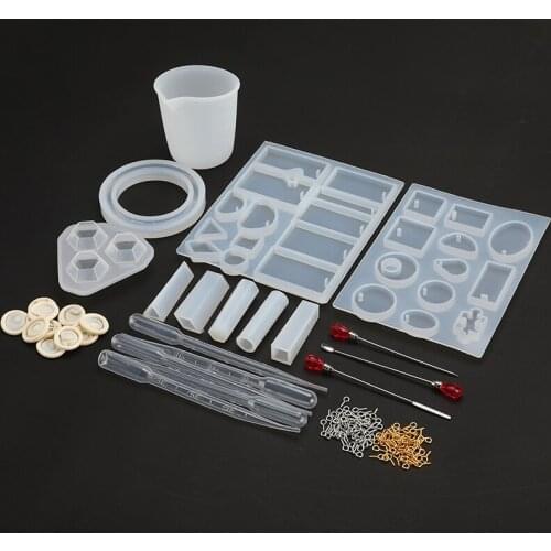 14pcs/set Silicone Mold DIY Mix Stick Dropper Clasp Jewelry Making Tools Set Epoxy Resin Molds With Drip Pipe Stirring Rod