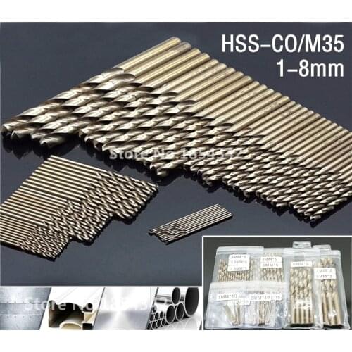 74pcs Set 1MM-8MM Cobalt High Speed Steel Twist Drill Hole M35 Stainless Steel Tool Set The Whole Ground Metal Reamer Tools