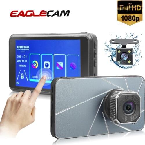 Dash Cam Dual Lens Car DVR Full HD 1080P 4" Touch Screen IPS With Backup Rear Camera Registrator Night Vision Video Recorder
