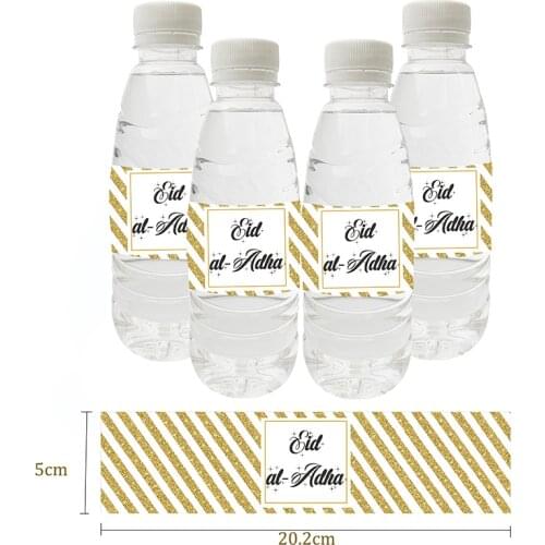 10pcs Eid Mubarak Water Bottle Label Eid Kareem Ramadan for Home Mubarak Bottle Stickers Eid Al Adha Islamic Muslim Party Decor