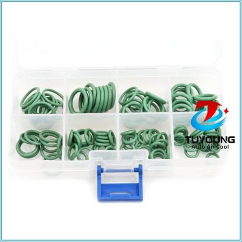 110Pcs 8 sizes Brand New GREEN Car Air Conditioning O-Ring Seal Set HNBR rubber o ring seal kit Bear the impact / oil /corrosion