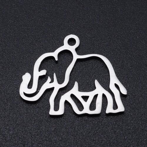 5pcs/lot 100% Stainless Steel Hollow Elephant Charms Pendants Wholesale Jewelry Making Charms Bracelets Pendants