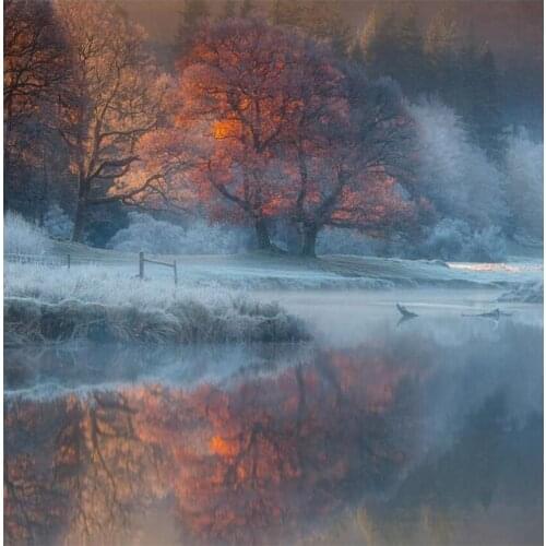 5D DIY Diamond Painting River-tree-landscape Full Square/Round Mosaic Diamond Embroidery Picture Of Rhinestones Decoration TY916