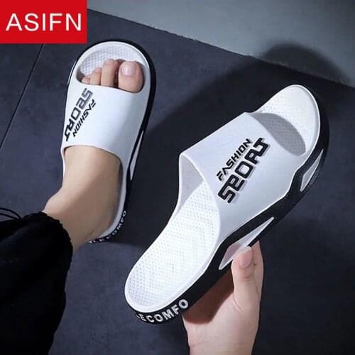ASINF Outdoor Sport Slippers for Men Women Slides Shoes Summer Thick Platform Home Indoor Anti-slip Ladies Slippers Flip Flops
