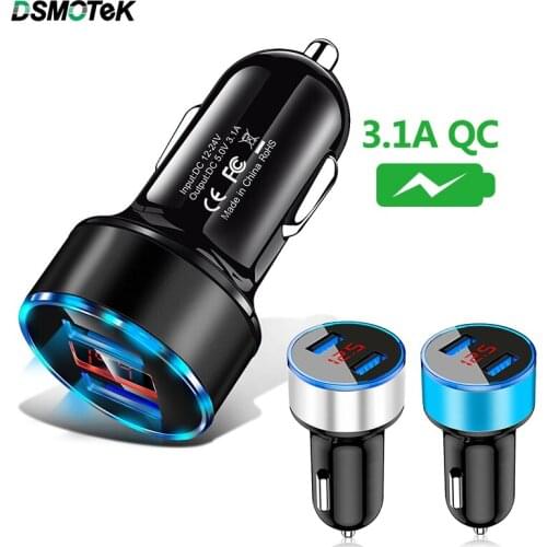 DSMOTEK Car Charger 3.1A LED Display Dual USB Universal Mobile Phone Car-Charger for Xiaomi iPhone X 6 6s 7 Retail Box Drop Ship