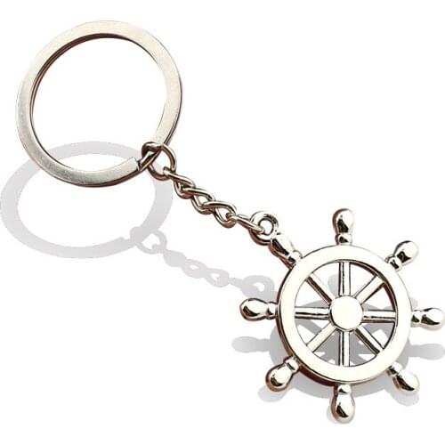 FREE SHIPPING BY DHL 100pcs/lot Wholesale Metal Rudder Keychains Zinc Alloy Ship Rudder Keyrings Key Holders for Gifts