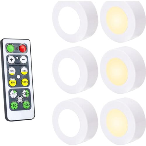 Touch Sensor LED Under Cabinets Lights Dimmable LED Puck Light For Kitchen Wardrobe Stair Closet Night Lamp Battery Powered