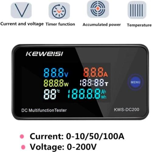 DC 0-200V 50A 100A LED Digital Voltmeter Ammeter Wattmeter Current Voltage Power Energy Meter Battery Capacity Tester Monitor