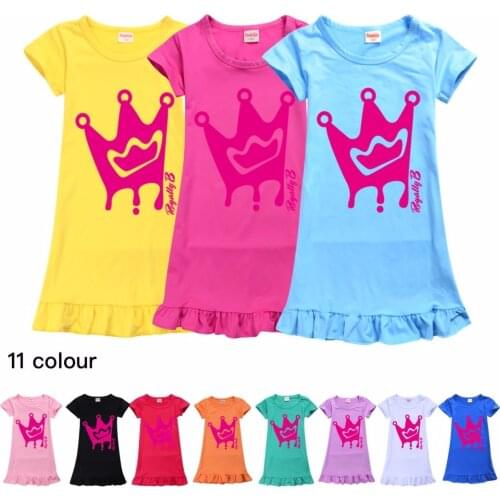 Royally B Flower Girl Dress Girls Nightdress Clothes Summer Nightgown Childrens Clothing Short-sleeved Pajamas Kids Home Wear