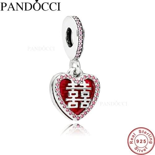 Double Bliss Charm 2018 Valentine Day Real 925 Sterling Silver Bead Fit Original Pandora Bracelet DIY Jewelry QANDOCCI