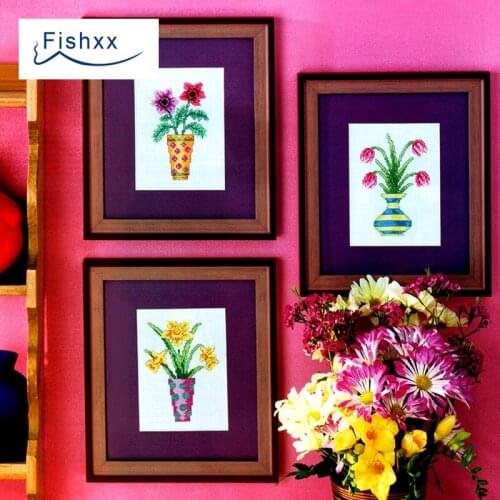 European magazine Fishxx Cross Stitch Kit Crazy108-1 beautiful small flower pot three simple hand embroidery