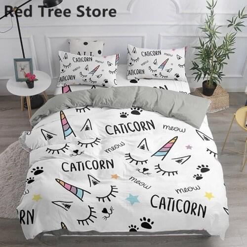 Luxury 3D Bedding Set Unicorn Cat Print Cute Duvet Cover Set For Kids Girl Gift Bedclothes Home Textiles Bedding Set Quilt Cover