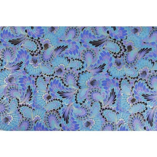 LEO&LIN Vintage Blue Purple Adornment peacock Tails Grain Tipping Patchwork Printed Cotton Cotton Fabric Tissus 50cm