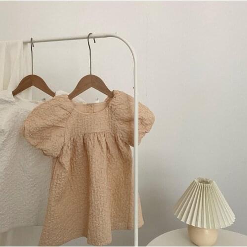 2021 Korea style girls dress fashion cotton shorts sleeve summer girls dresses