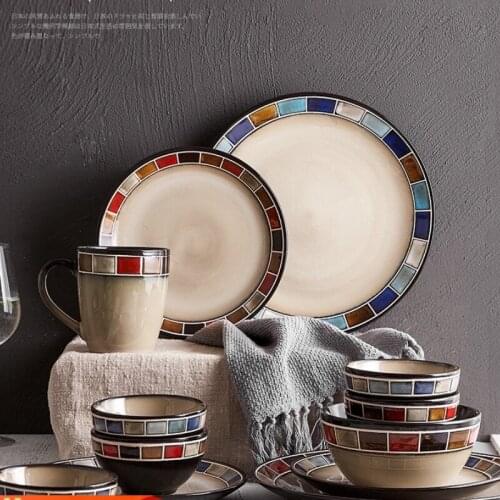 Japanese tableware, bowl and dish set, simple home, light and luxurious tableware combination