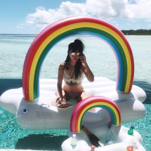 Inflatable Pool Float Beer Drink Cooler Table Bar Tray Party Cup Holder Beach Swimming Party Bucket Rainbow Cloud Cup Holder