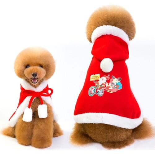 2018 New Dog Coats Pet Lucky Red Pet Dog Cat Clothes Costume Christmas Santa Cloak For Small Medium Dogs Puppy Party Costume