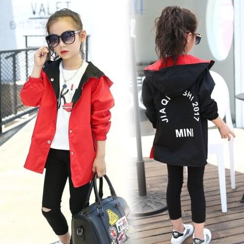 Baby Girl Clothes 2018 Autumn Childrens Wear, Girls Wear Both Hooded Coat, Large Childrens Long Sleeved Casual Windbreaker