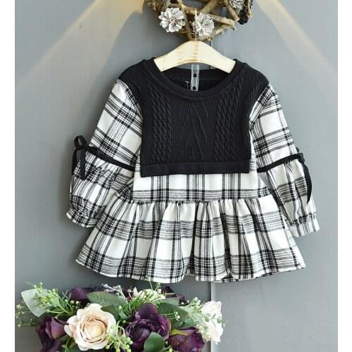 Toddler Girl Fall Clothes Girls Dresses 2021 Spring Autumn New Fake Two Plaid Dress Party Dress for Kids Girl Birthday 2-6Y
