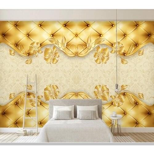 Papel de parede 3D modern golden European pattern soft package wallpaper,living room bedroom wall papers home decor mural
