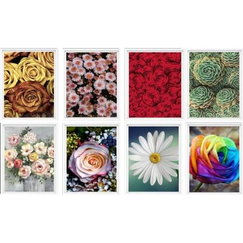 Sunflowers And Romantic Love Roses Poster Wall Colorful Artwork Home Decoration Artwork,8 x 10 Inches,Set of 8 Pieces