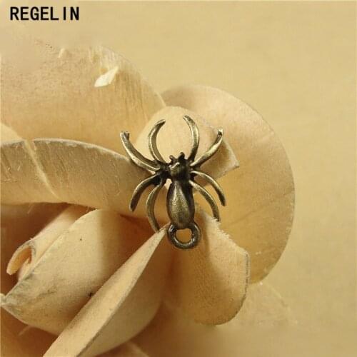 REGELIN Antique Bronze Spider Charm Pendant 20pcs 15x14mm for Diy Necklace Jewelry Making Handmade Craft Jewelry Accessories