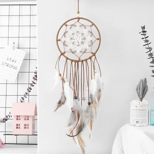 Boho Hollow Macrame Dream Catchers Wall Hanging Home Room Decor Feather Ribbons Beads Handmade Wind Chimes Dreamcatcher Crafts