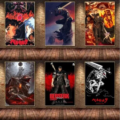 Popluar Anime Kentaro Miura Berserk Retro Cartoon Poster and Print Wall Art Canvas Painting Wall Picture for Living Room Decor