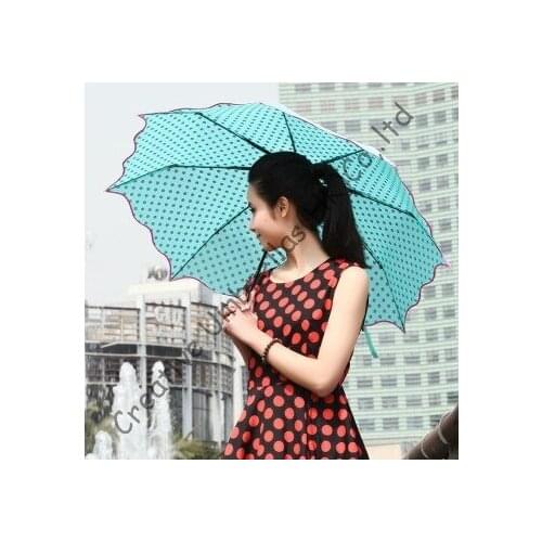 Manual water wave umbrellas,sunflower,190T pongee printed,laidies' parasol,full dotting design,pencil umbrellas