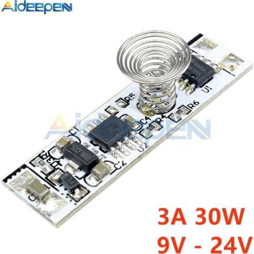 Touch Sensor Switch Capacitive Coil Spring Switch LED Dimmer Control Switch 9-24V 30W 3A For Smart Home LED Light Strip