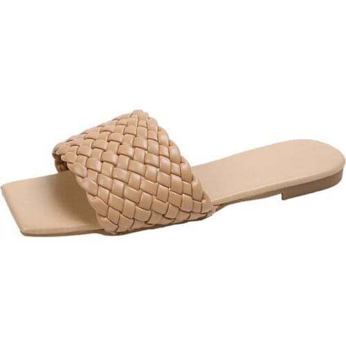 Slippers womens 42 large size 2020 summer retro sandals and slippers flat woven flip-flops fashionable beach slippers for women