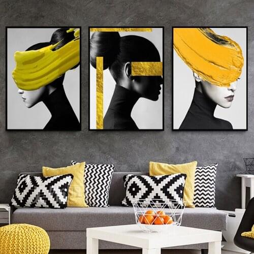 Modern Figure Black White Gold Foil Art Picture for Living Room Bedroom Home Decor Poster Nordic Abstract Gold Canvas Painting