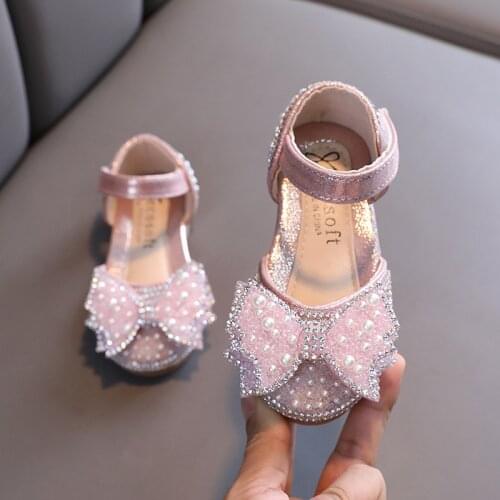 Girls Princess Shoes New 2021 Kids Sequined Bow-knot Single Shoes Performance Little Girls Casual Childrens Shoes G13