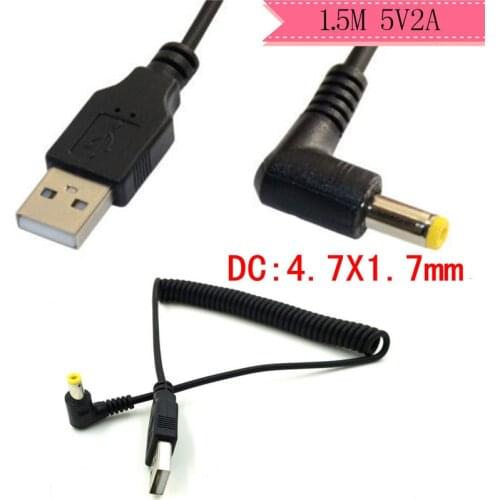 USB Plug to DC 4.7x1.7mm 90 Degree Angle Plug DC Power Supply Socket Cable Monitor GPS
