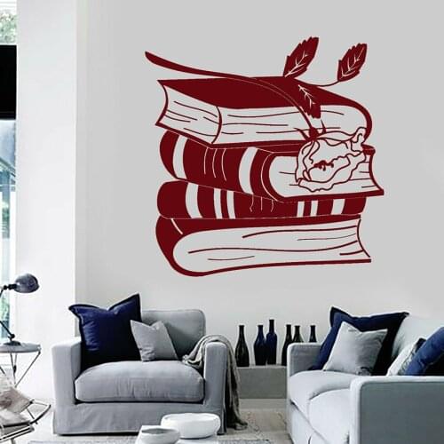 Vinyl Wall Decal Books Rose Art Mural Reading Room Bookworm Library Classroom Interior Creative Decor Door Window Stickers M951