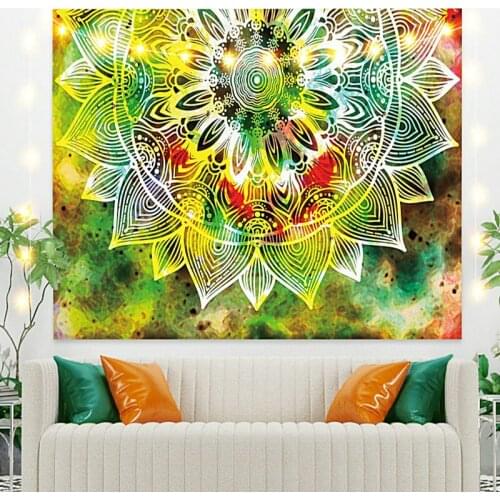 Greenish Color Flower Printing Tapestry Vintage Exotic Summer Plant Nature Frame for Bedroom Photography Wall Decor