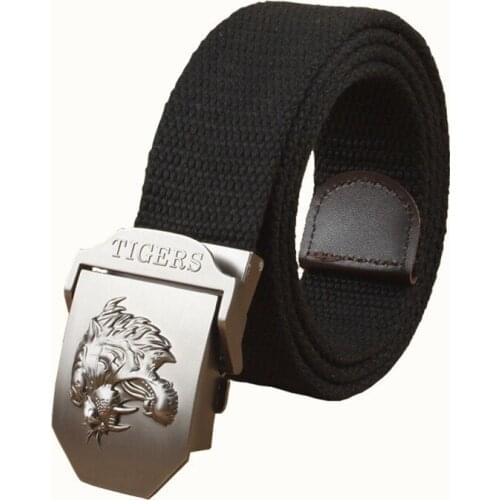 High Quality Alloy Buckle Belt Outdoor Canvas Belt Men&Women High Quality Canvas Belts For Jeans Male Luxury Casual Straps Tiger