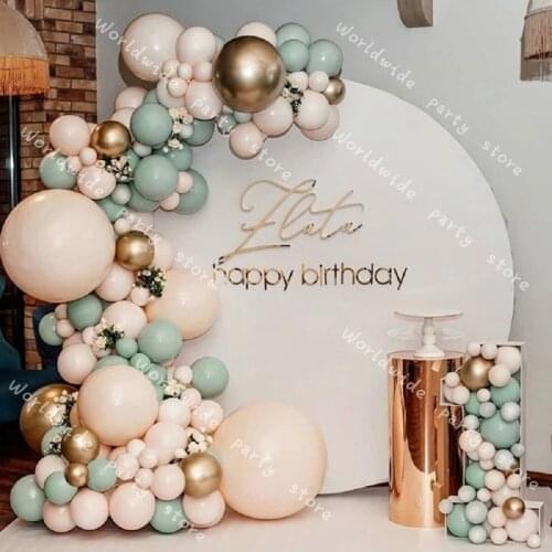 Green Blush Metallic Gold Balloons Garland Kit Marriage Rustic Wedding Decoration Balloon Arch Set Kids birthday Baby Shower
