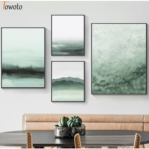 Forest Print Green Abstract Poster Landscape Canvas Painting Watercolor Paintings on The Wall Art Modern Posters and Prints