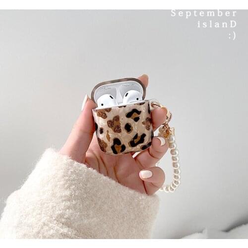 3D Coin pearl bracelet chain Shell Leopard soft Wireless Headset bluetooth case for Apple AirPods Pro cover for airpods 1 2 Box