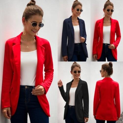 Ladies Autumn Europe America Slim Fashion Stitching Casual Retro Elegant Korean Small Suit Jacket Long-sleeve Lapel Solid Color