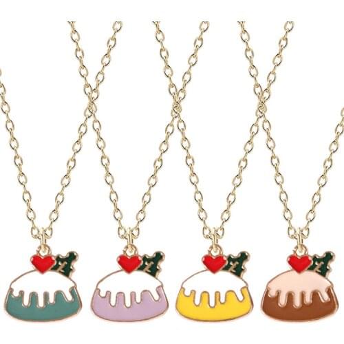 New Hot Fashion Female Necklace Cream Cake Red Heart Pendant Alloy Choker Temperament Girl Clavicle Chain Birthday Jewelry Gift