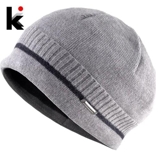 Winter Skullies Beanies Men New Fashion Knitted Wool Hats For Man Solid Color Striped Beanie Hat Hip Hop Gorras Beanie Ski Hats