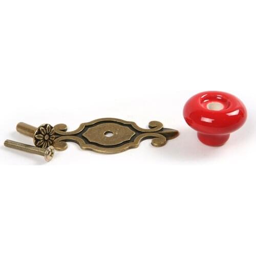 1/2PCS 74*30*26mm Vintage Ceramic and Metal Cabinet Knobs and Handles Red Color Door Furniture Wardrobe Handles