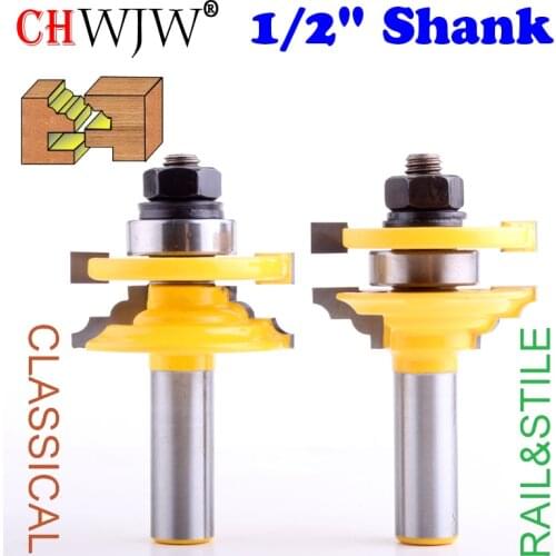 2pc 1/2"Shank Matched Classical Rail & Stile Router Bit Set CHWJW